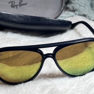 Authentic Ray-Ban Black Sunglasses with Gold Lenses